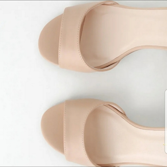 Lulu's- VEGAN LEATHER Nude Ankle Strap Heel - Picture 7 of 8